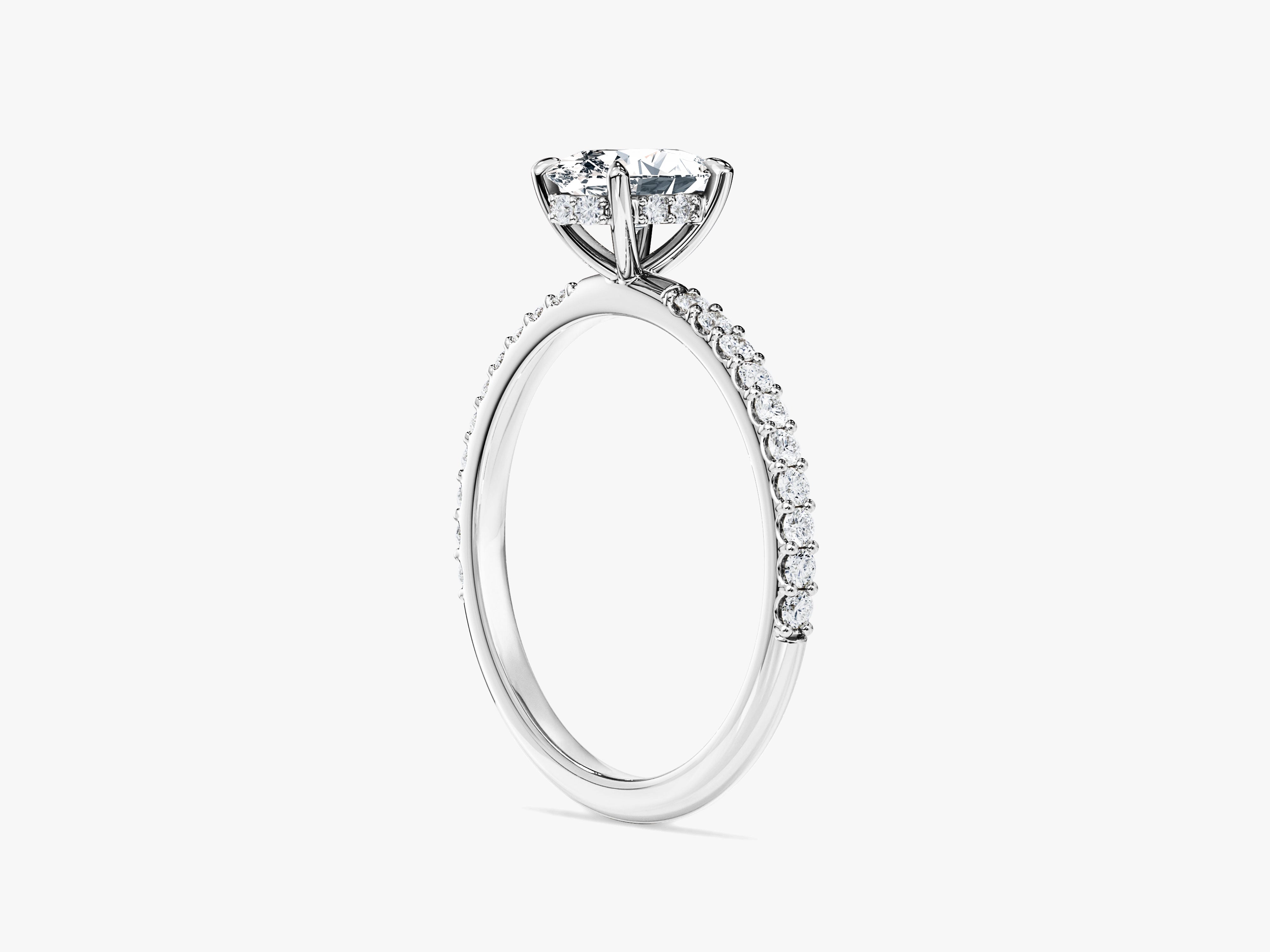 Hidden Halo Oval Lab Grown Diamond Engagement Ring with Sidestones (1.00 CT)