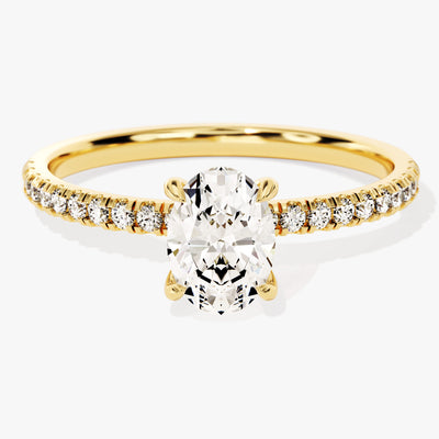 Hidden Halo Oval Moissanite Engagement Ring with Sidestones (1.00 CT)