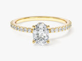 Hidden Halo Oval Lab Grown Diamond Engagement Ring with Sidestones (1.00 CT)