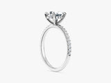 Hidden Halo Oval Lab Grown Diamond Engagement Ring with Sidestones (1.50 CT)