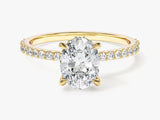 Hidden Halo Oval Lab Grown Diamond Engagement Ring with Sidestones (1.50 CT)