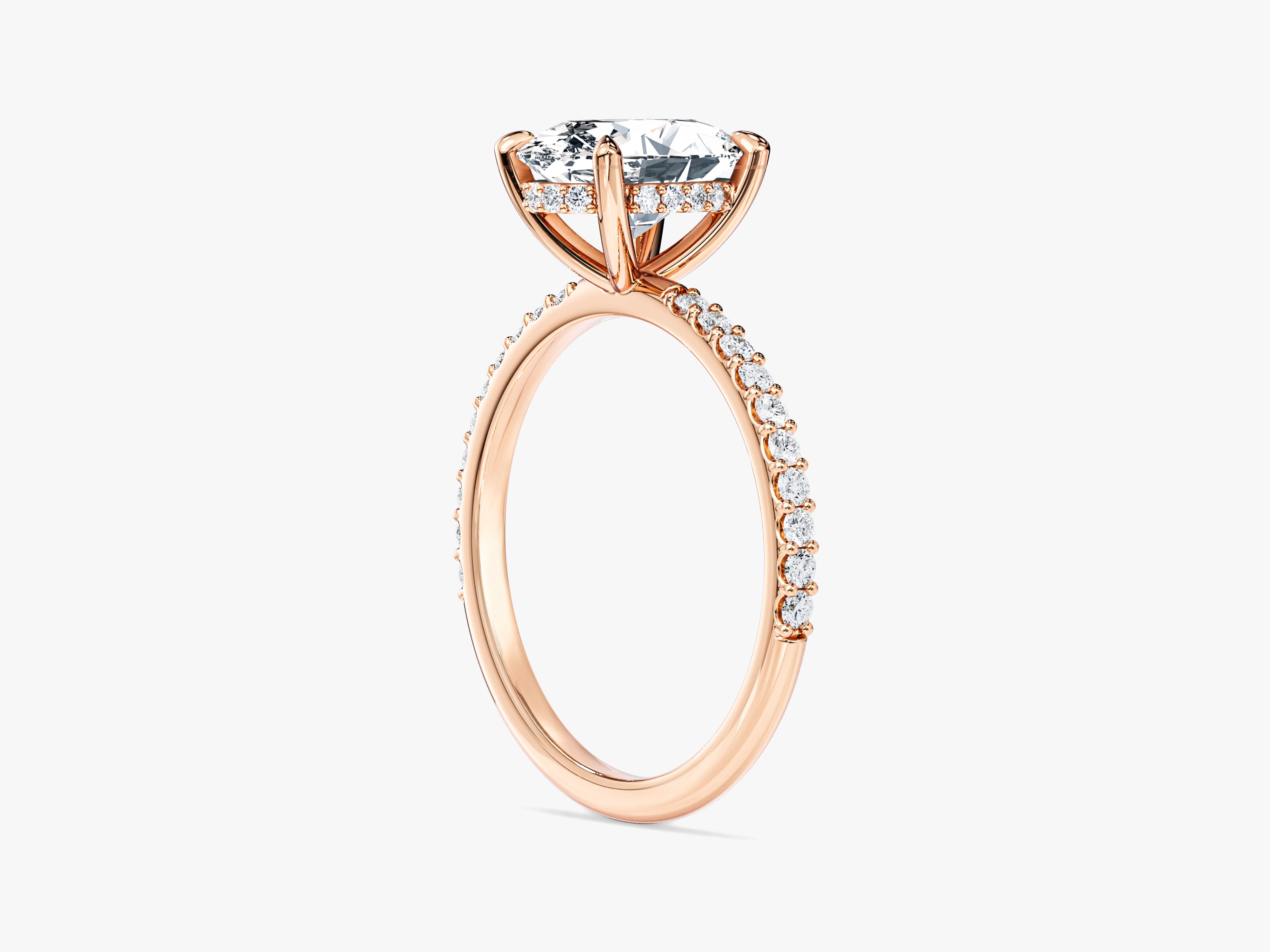 Hidden Halo Oval Lab Grown Diamond Engagement Ring with Sidestones (2.00 CT)