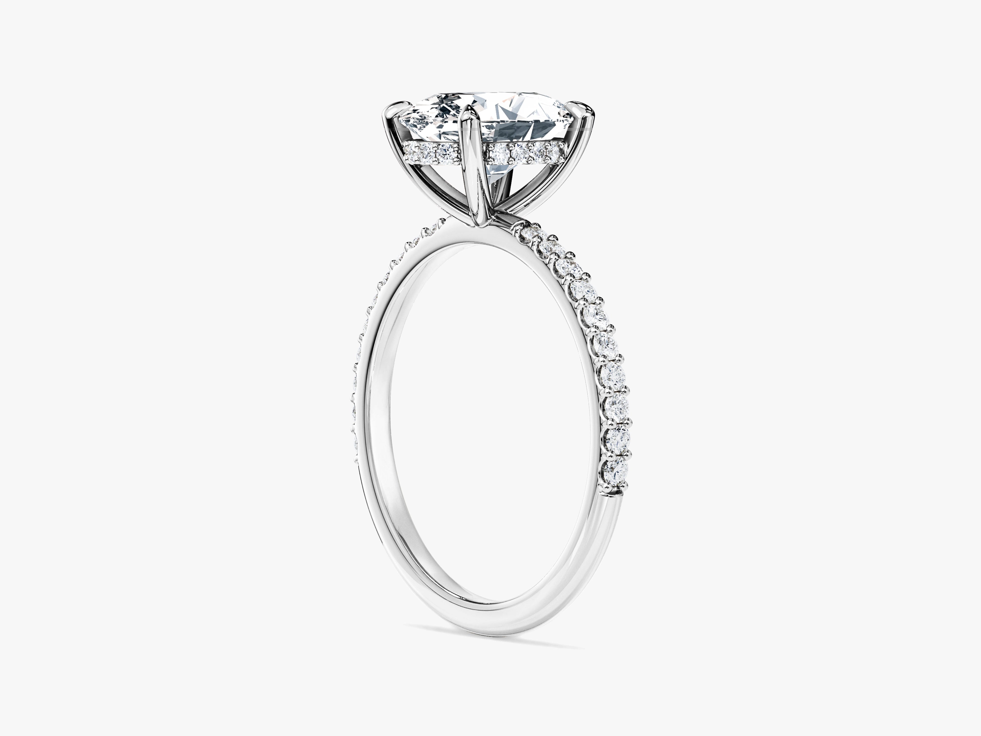 Hidden Halo Oval Lab Grown Diamond Engagement Ring with Sidestones (2.00 CT)