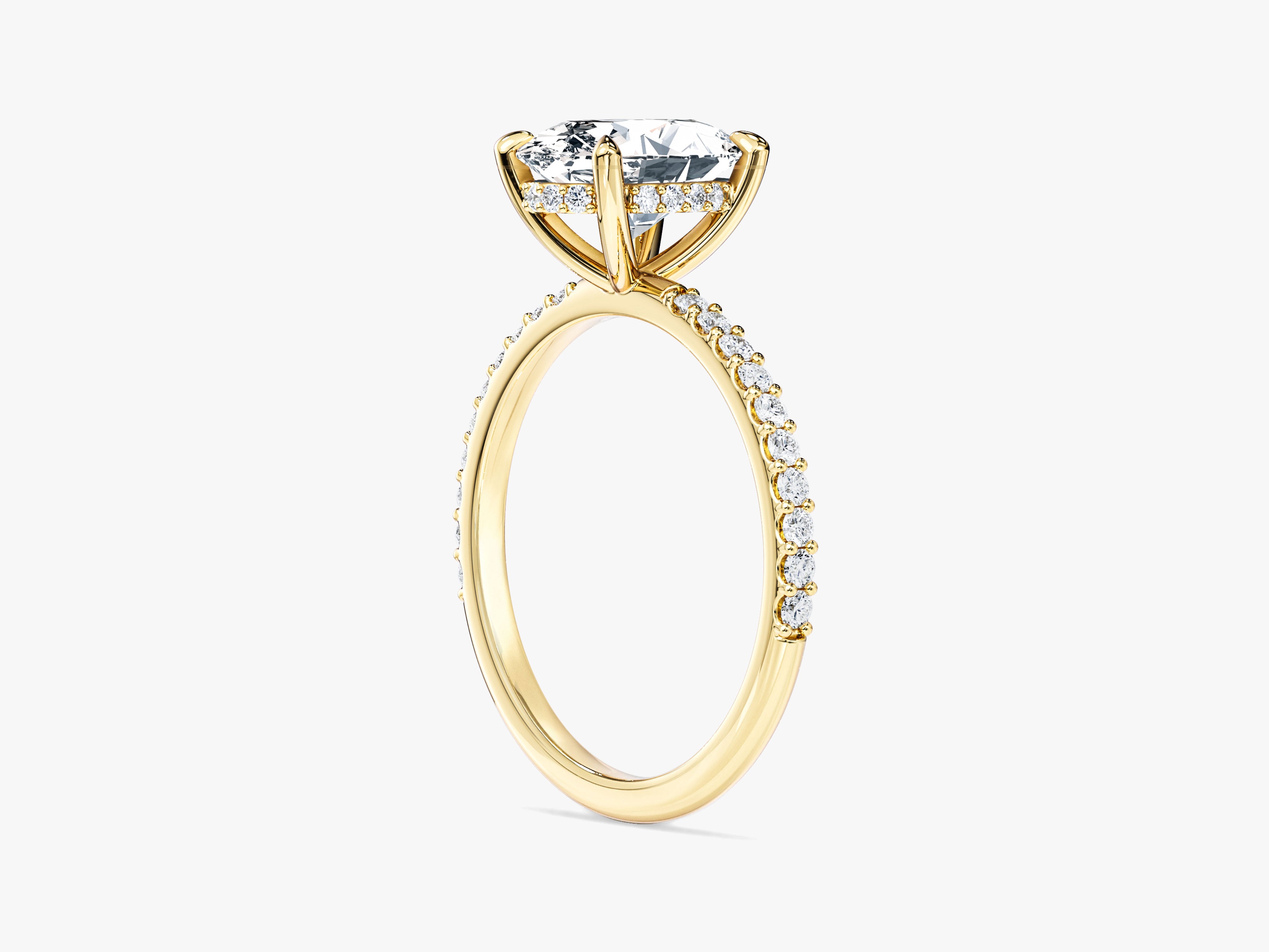 Hidden Halo Oval Lab Grown Diamond Engagement Ring with Sidestones (2.00 CT)