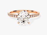 Hidden Halo Oval Moissanite Engagement Ring with Sidestones (2.00 CT)