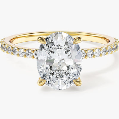 Hidden Halo Oval Moissanite Engagement Ring with Sidestones (2.00 CT)