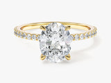 Hidden Halo Oval Lab Grown Diamond Engagement Ring with Sidestones (2.00 CT)