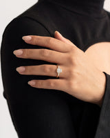 Round and Marquise Cluster Emerald Moissanite Engagement Ring (1.00 CT)