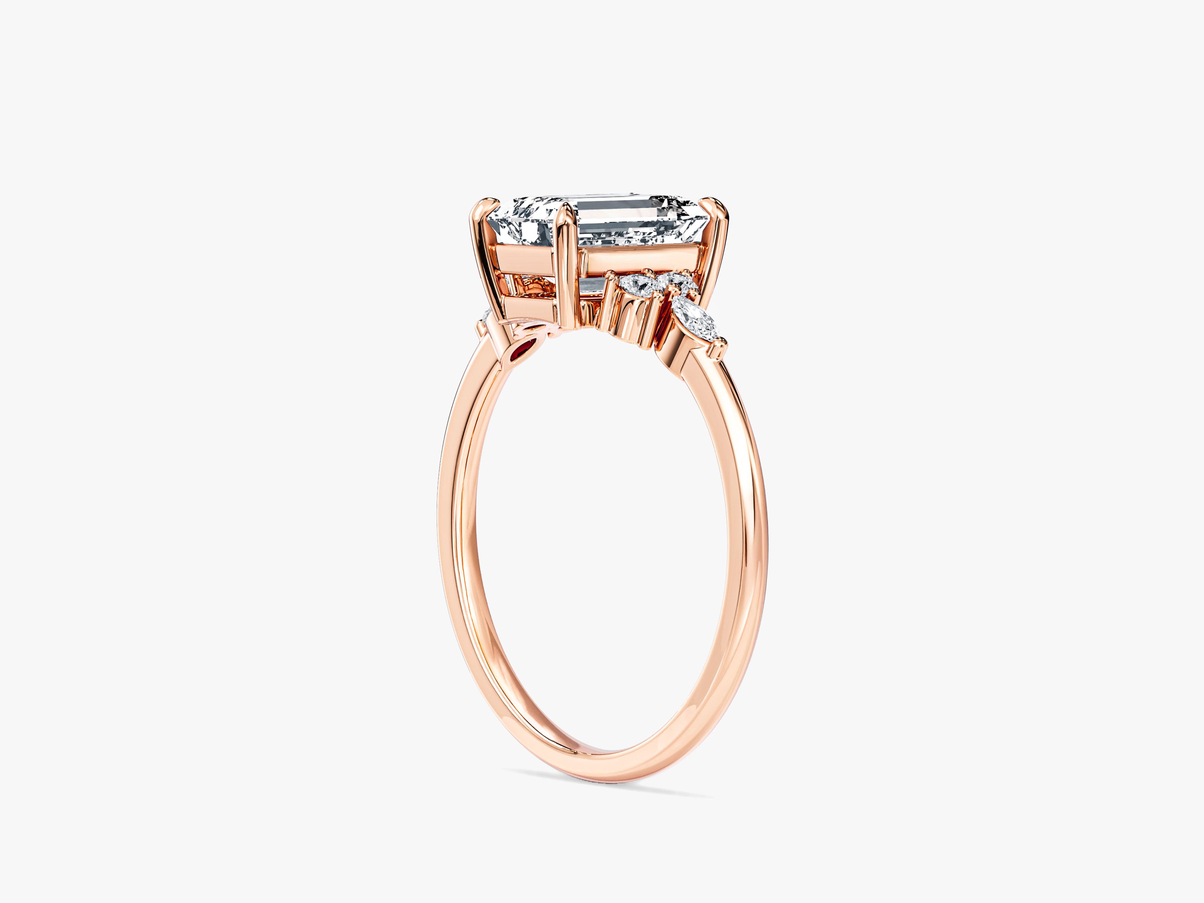 Round and Marquise Cluster Emerald Lab Grown Diamond Engagement Ring (1.50 CT)