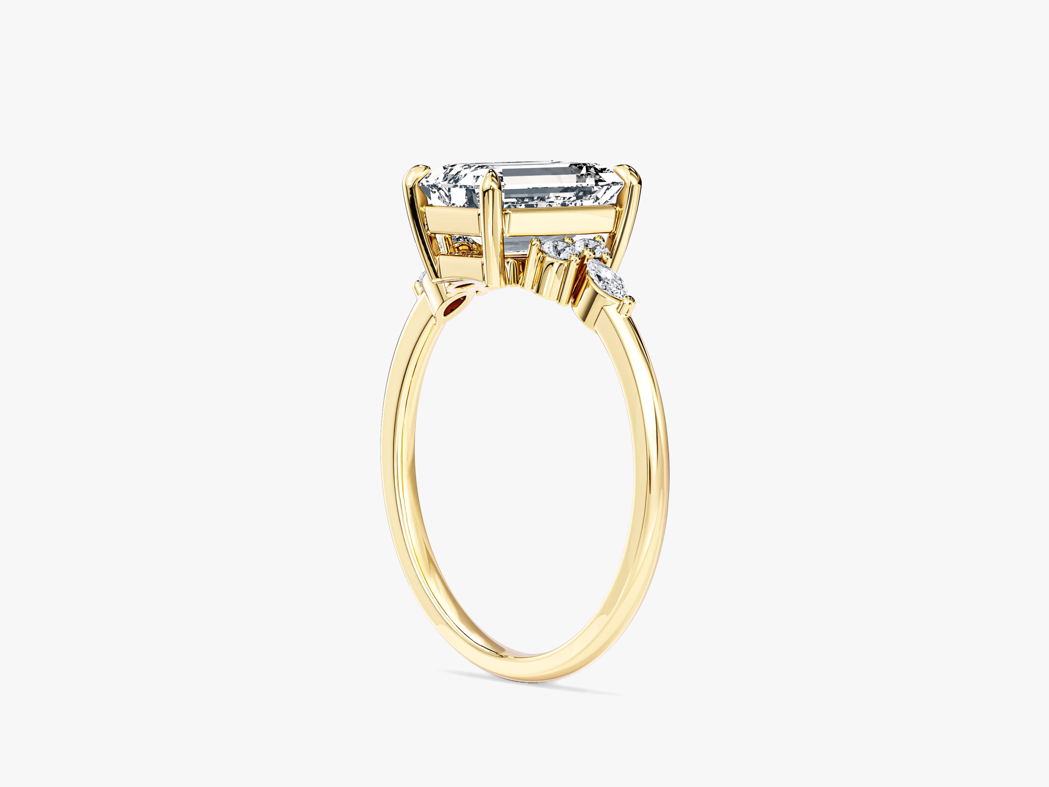 Round and Marquise Cluster Emerald Lab Grown Diamond Engagement Ring (2.00 CT)