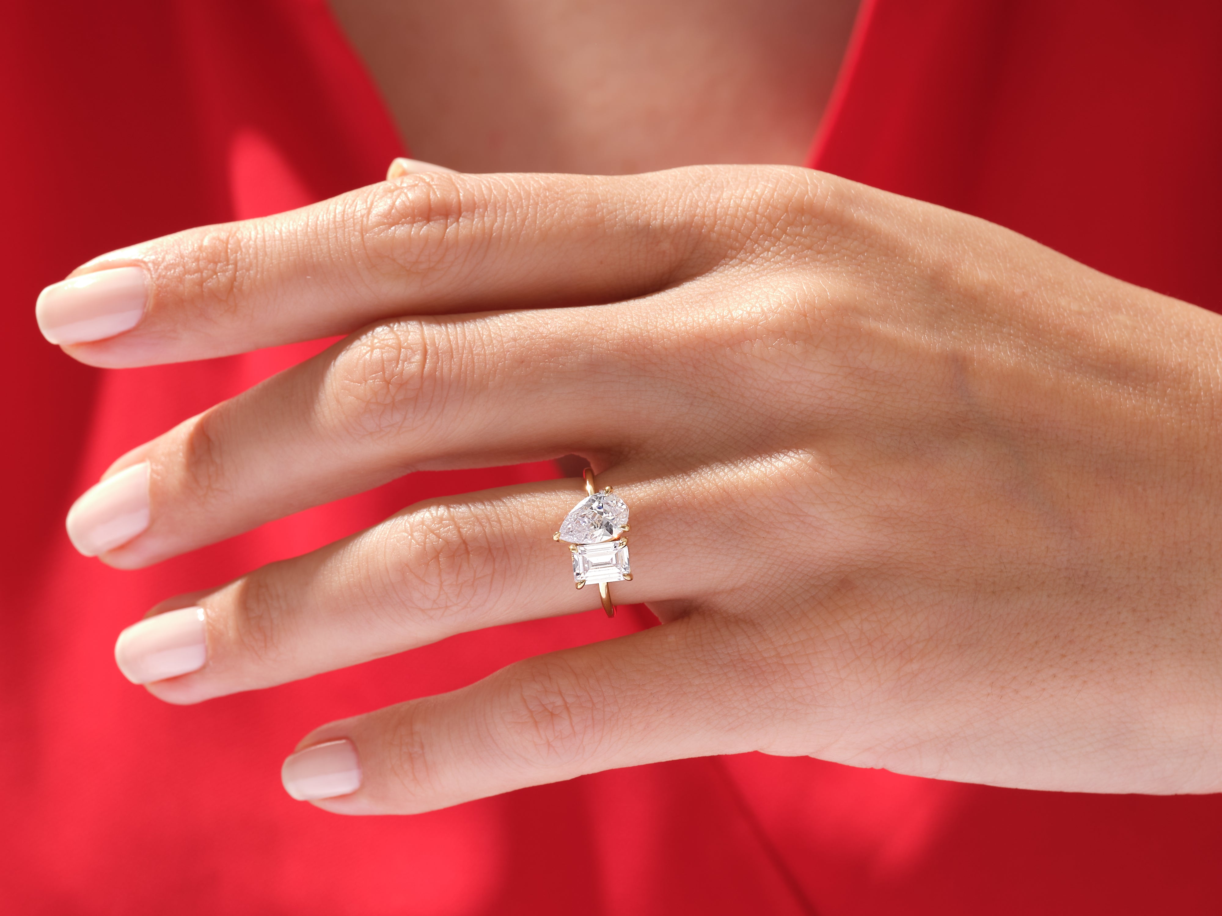 Pear and Emerald Cut Toi et Moi Diamond Engagement Ring (2.50 CT)