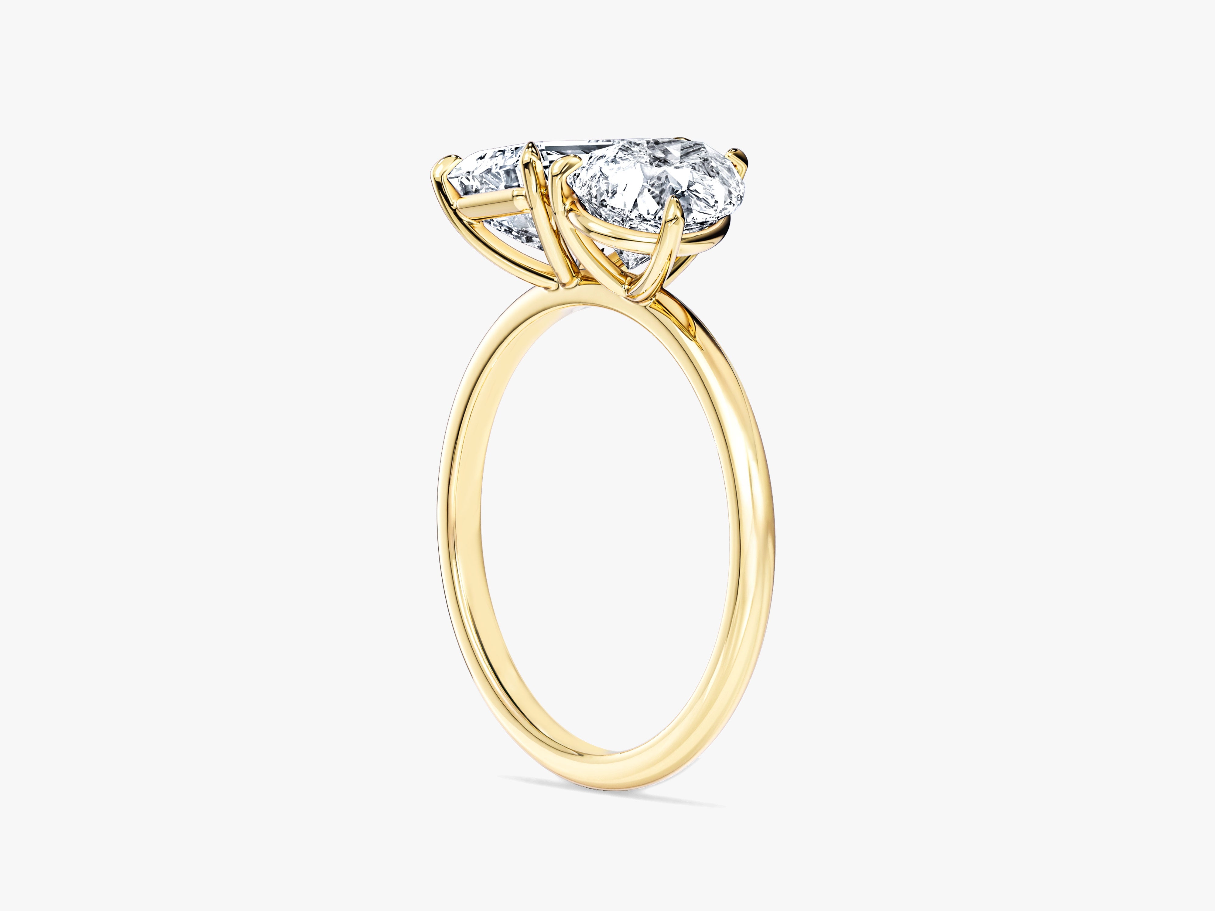 Pear and Emerald Cut Toi et Moi Moissanite Engagement Ring (2.50 CT)