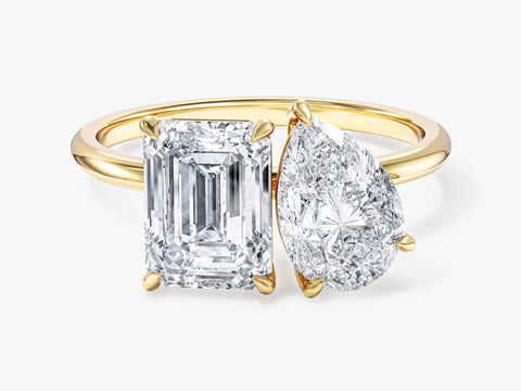 Pear and Emerald Cut Toi et Moi Moissanite Engagement Ring (3.00 CT)