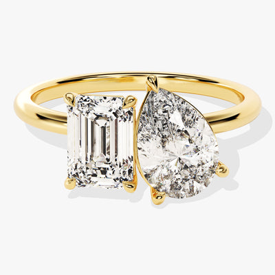 Pear and Emerald Cut Toi et Moi Moissanite Engagement Ring (2.50 CT)