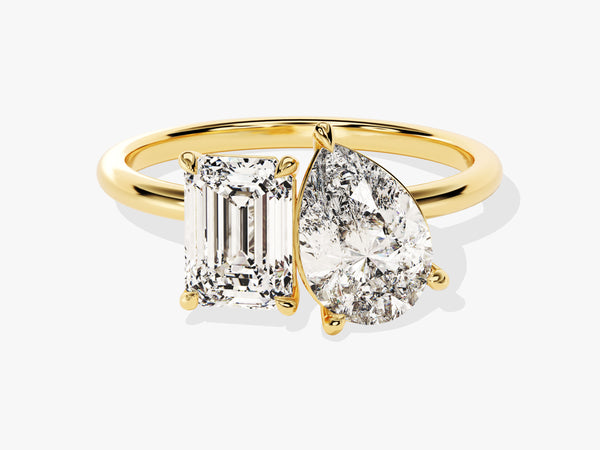 Pear and Emerald Cut Toi et Moi Moissanite Engagement Ring (2.50 CT)