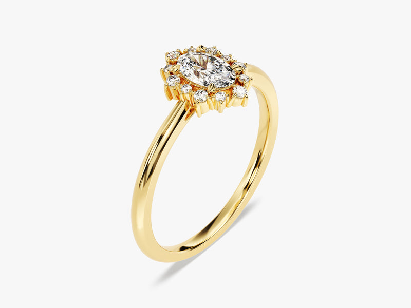 Sunburst Oval Diamond Engagement Ring (0.50 CT)