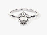 Sunburst Oval Diamond Engagement Ring (0.50 CT)