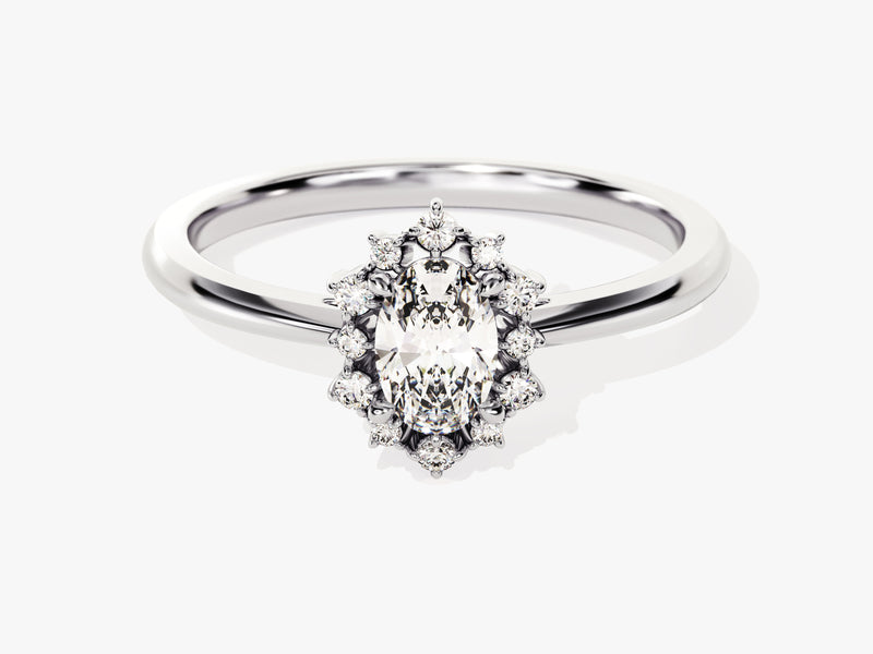 Sunburst Oval Diamond Engagement Ring (0.50 CT)