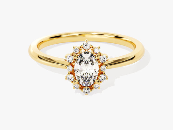 Sunburst Oval Lab Grown Diamond Engagement Ring (0.50 CT)