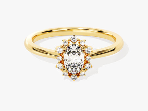 Sunburst Oval Moissanite Engagement Ring (0.50 CT)