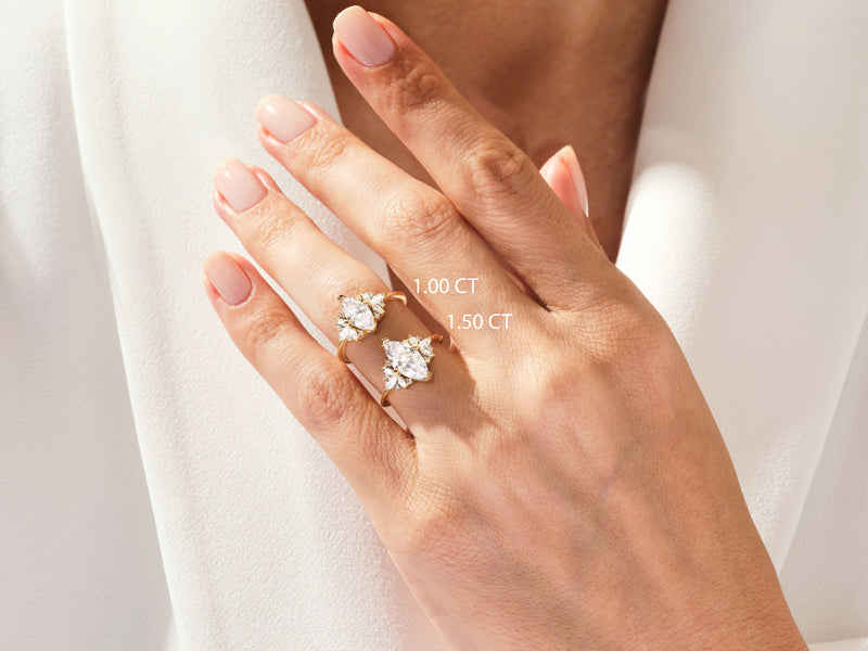 Vintage Cluster Marquise Cut Moissanite Engagement Ring (1.50 CT)