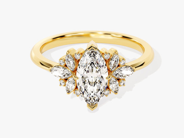 Vintage Cluster Marquise Cut Lab Diamond Engagement Ring (1.00 CT)