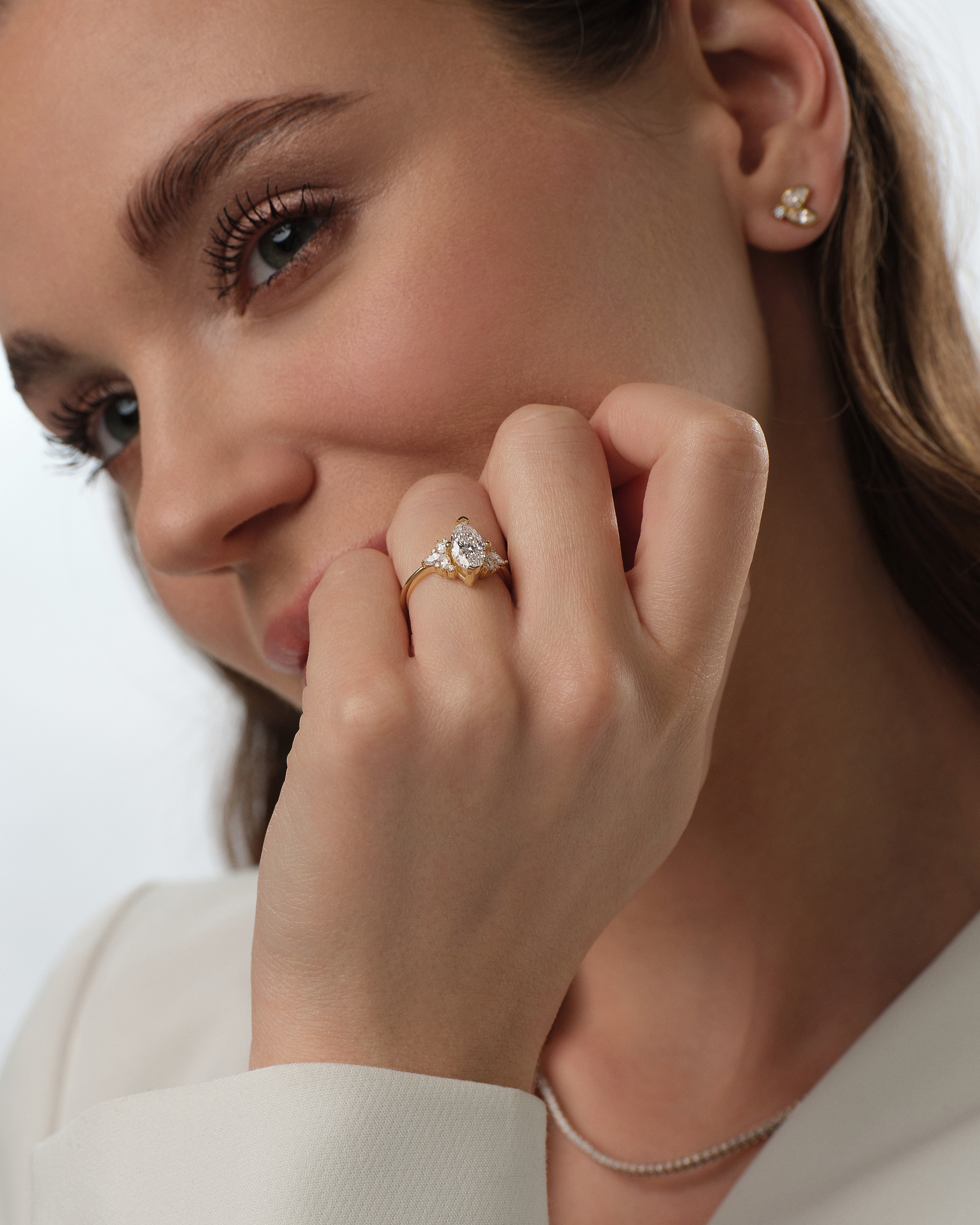 Vintage Cluster Marquise Cut Lab Diamond Engagement Ring (1.50 CT)