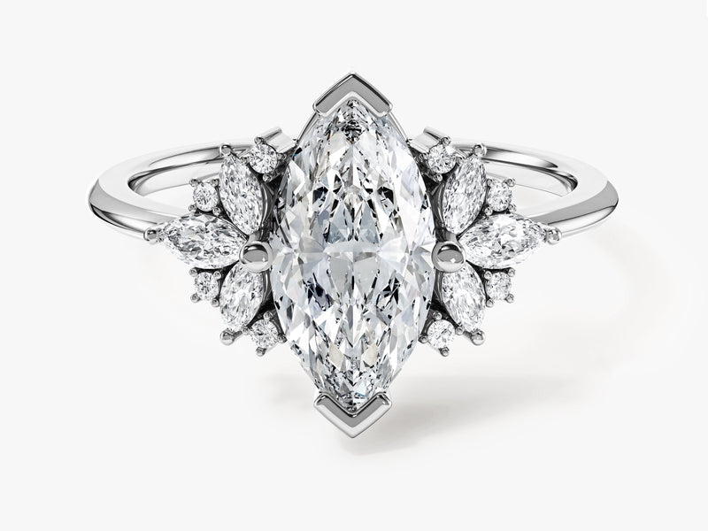 Vintage Cluster Marquise Cut Moissanite Engagement Ring (1.50 CT)