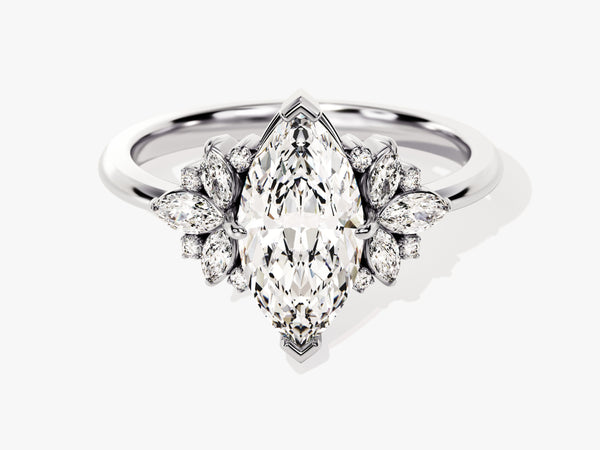 Vintage Cluster Marquise Cut Lab Diamond Engagement Ring (1.50 CT)