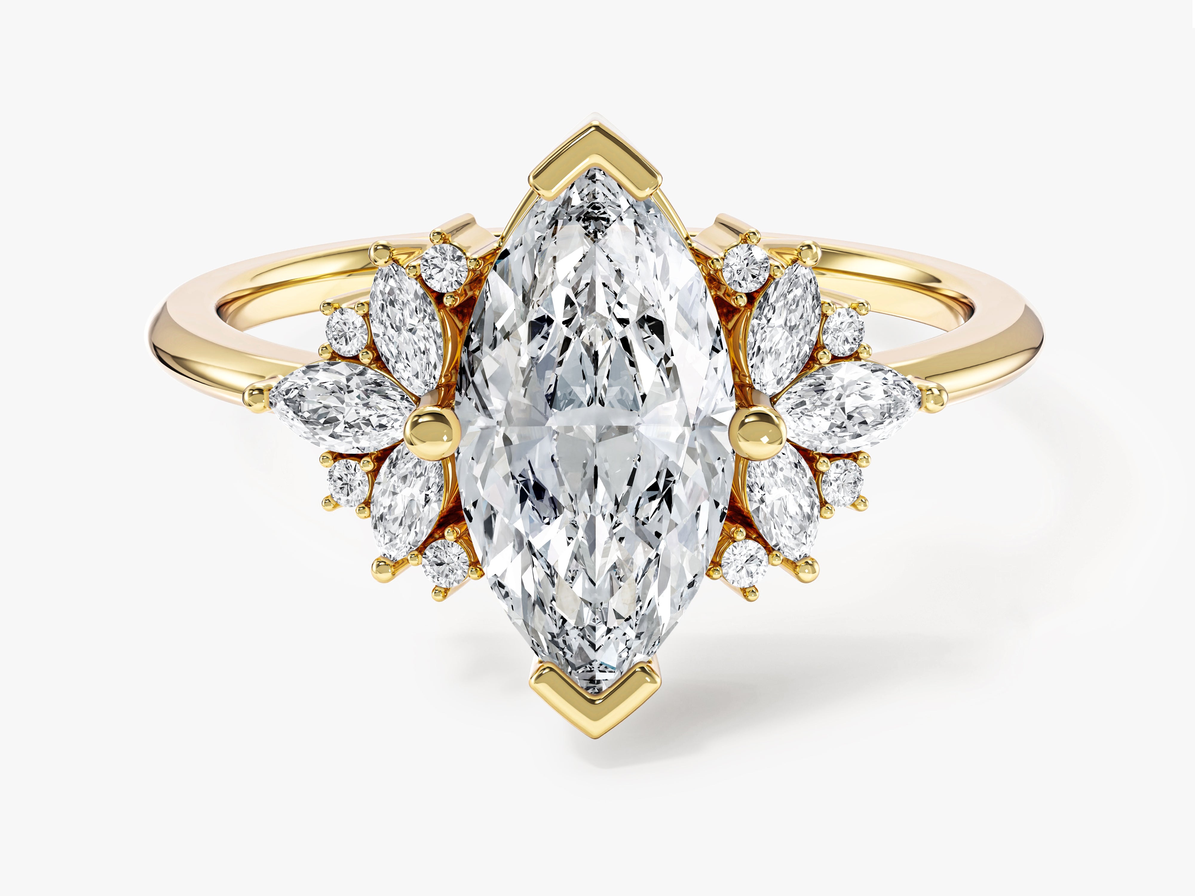 Vintage Cluster Marquise Cut Lab Diamond Engagement Ring (1.50 CT)