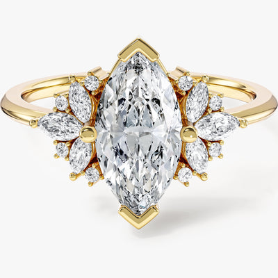 Vintage Cluster Marquise Cut Moissanite Engagement Ring (1.50 CT)