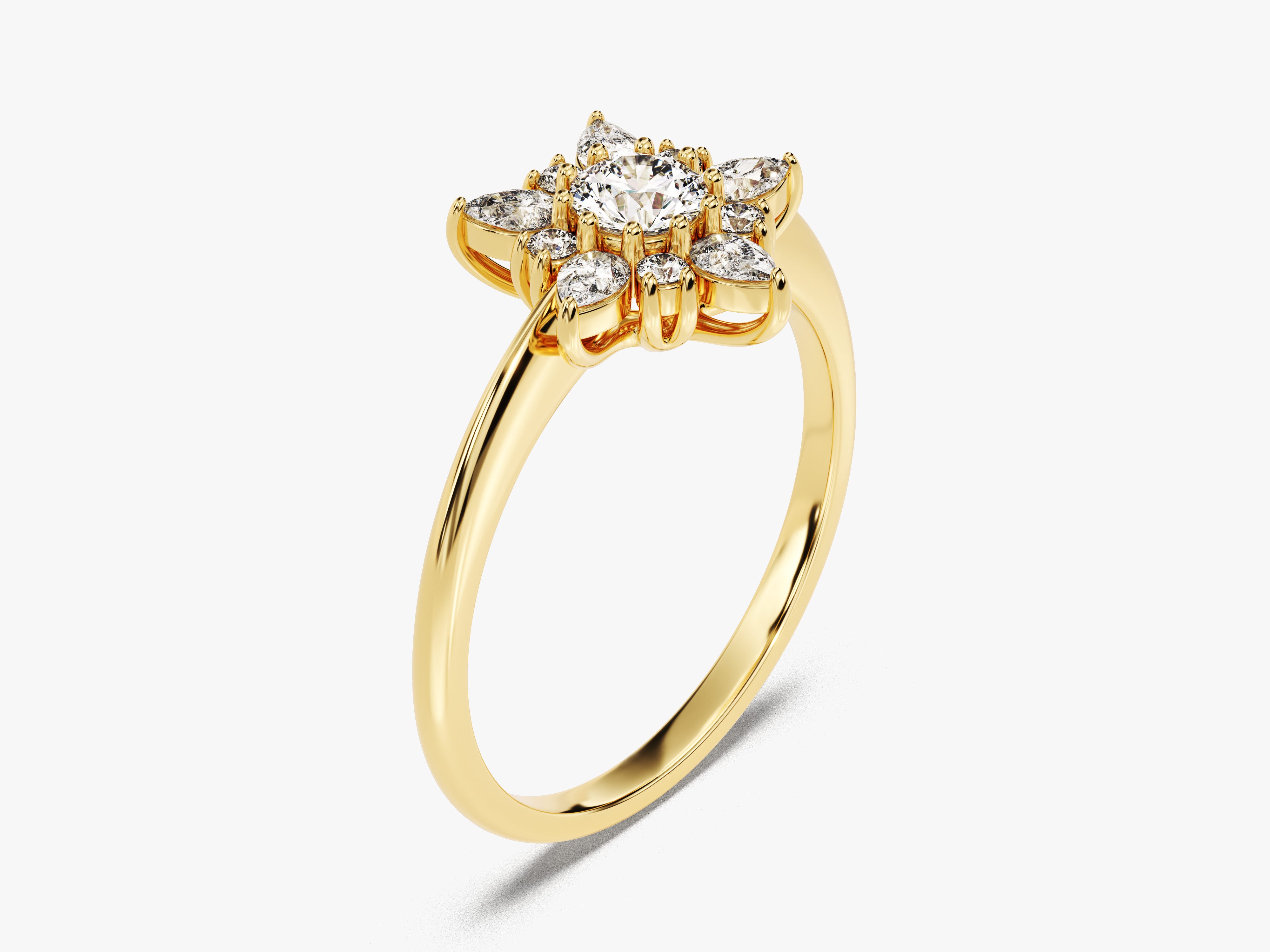 Gold diamond flower ring from jewelry company