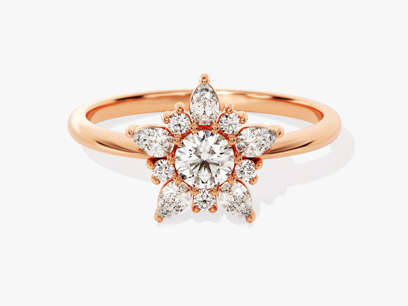 Floral Halo Diamond Engagement Ring