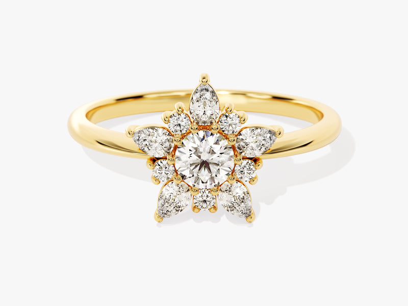 Floral Halo Diamond Engagement Ring