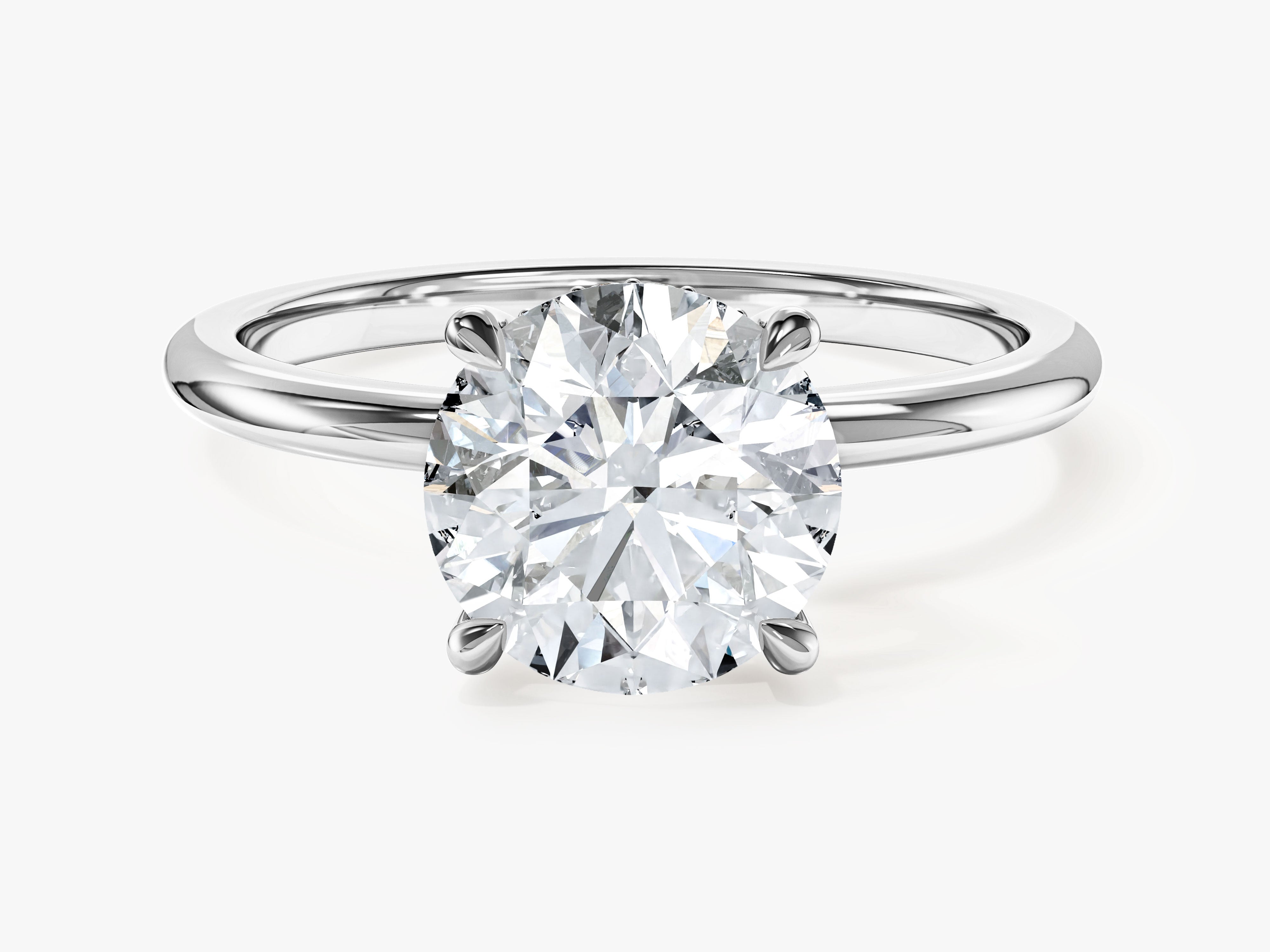 Hidden Halo Round Moissanite Engagement Ring (2.00 CT)