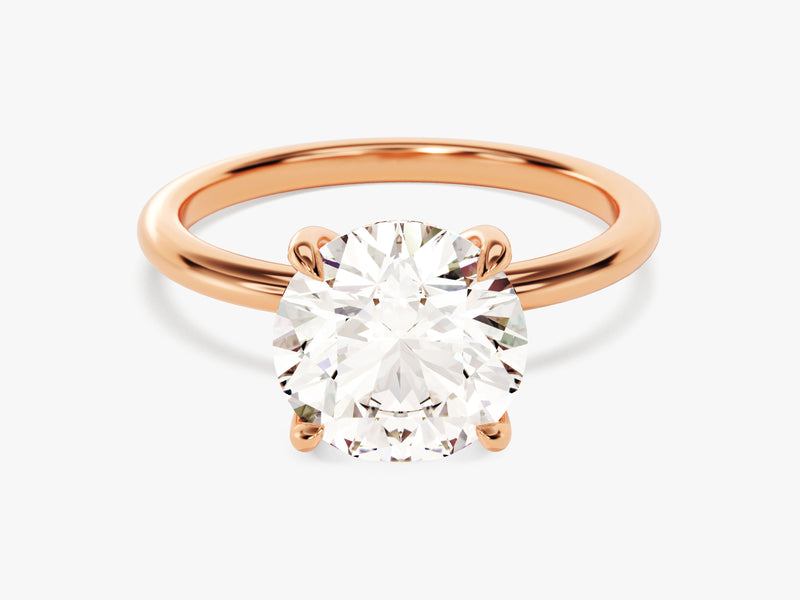 Hidden Halo Round Moissanite Engagement Ring (3.00 CT)