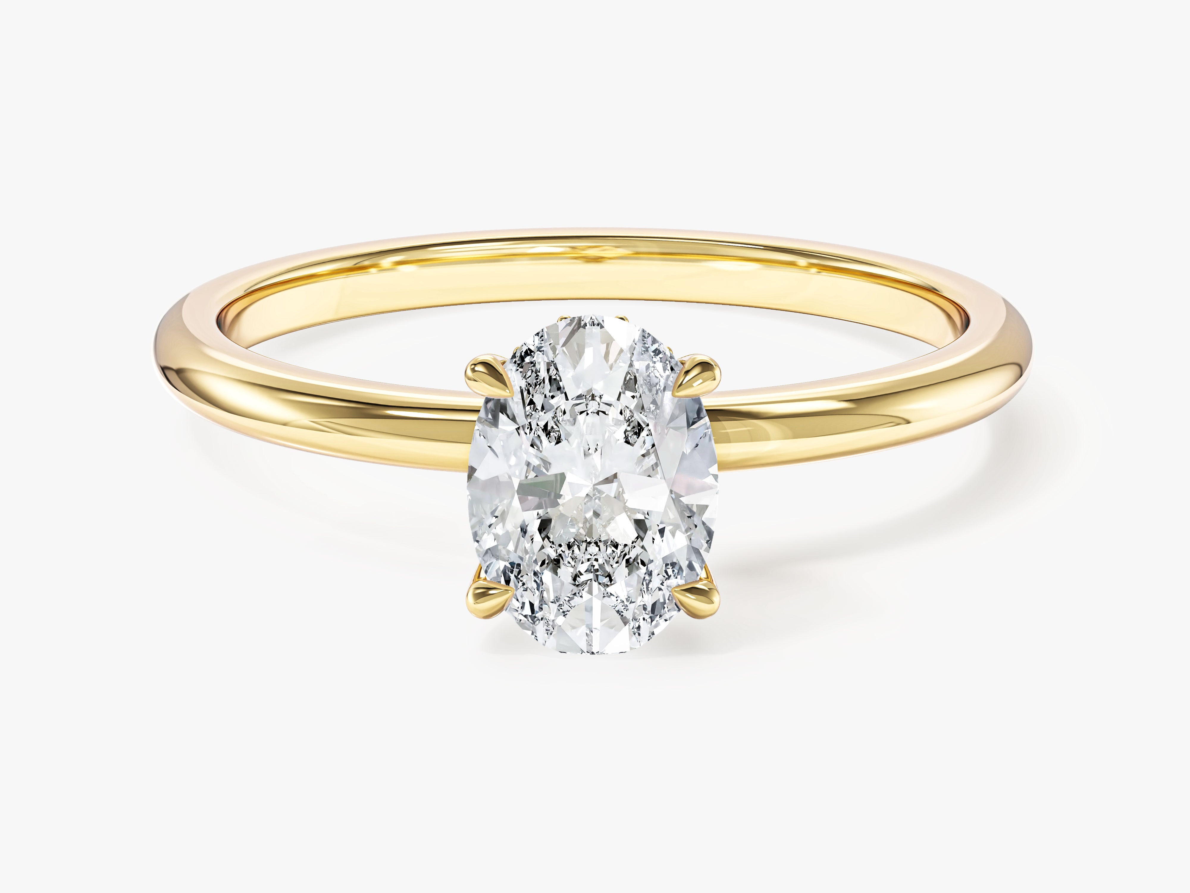 Hidden Halo Oval Moissanite Engagement Ring (1.00 CT)