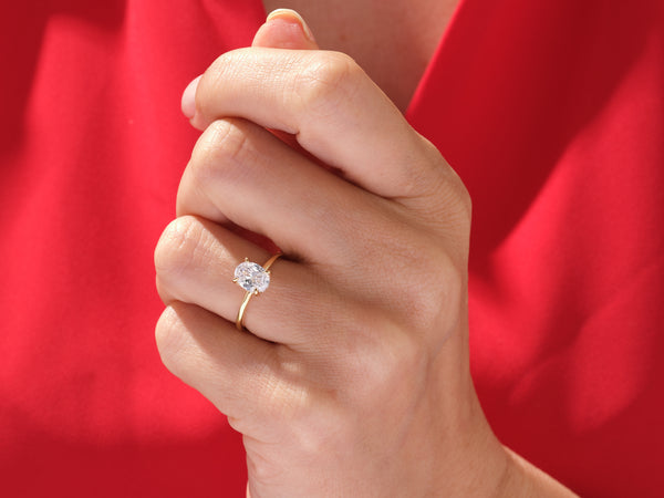Hidden Halo Oval Lab Grown Diamond Engagement Ring (1.50 CT)
