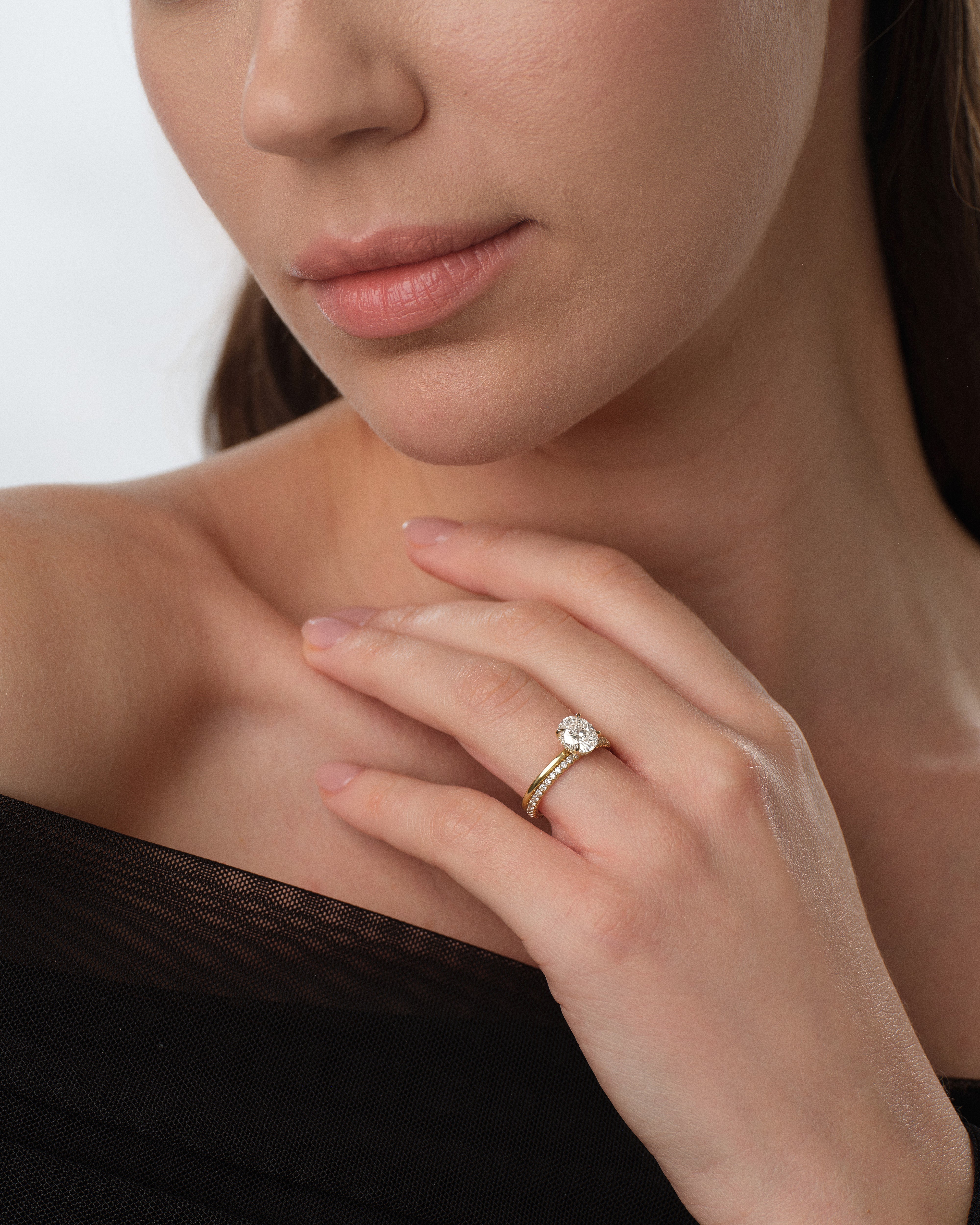 Hidden Halo Oval Moissanite Engagement Ring (1.50 CT)