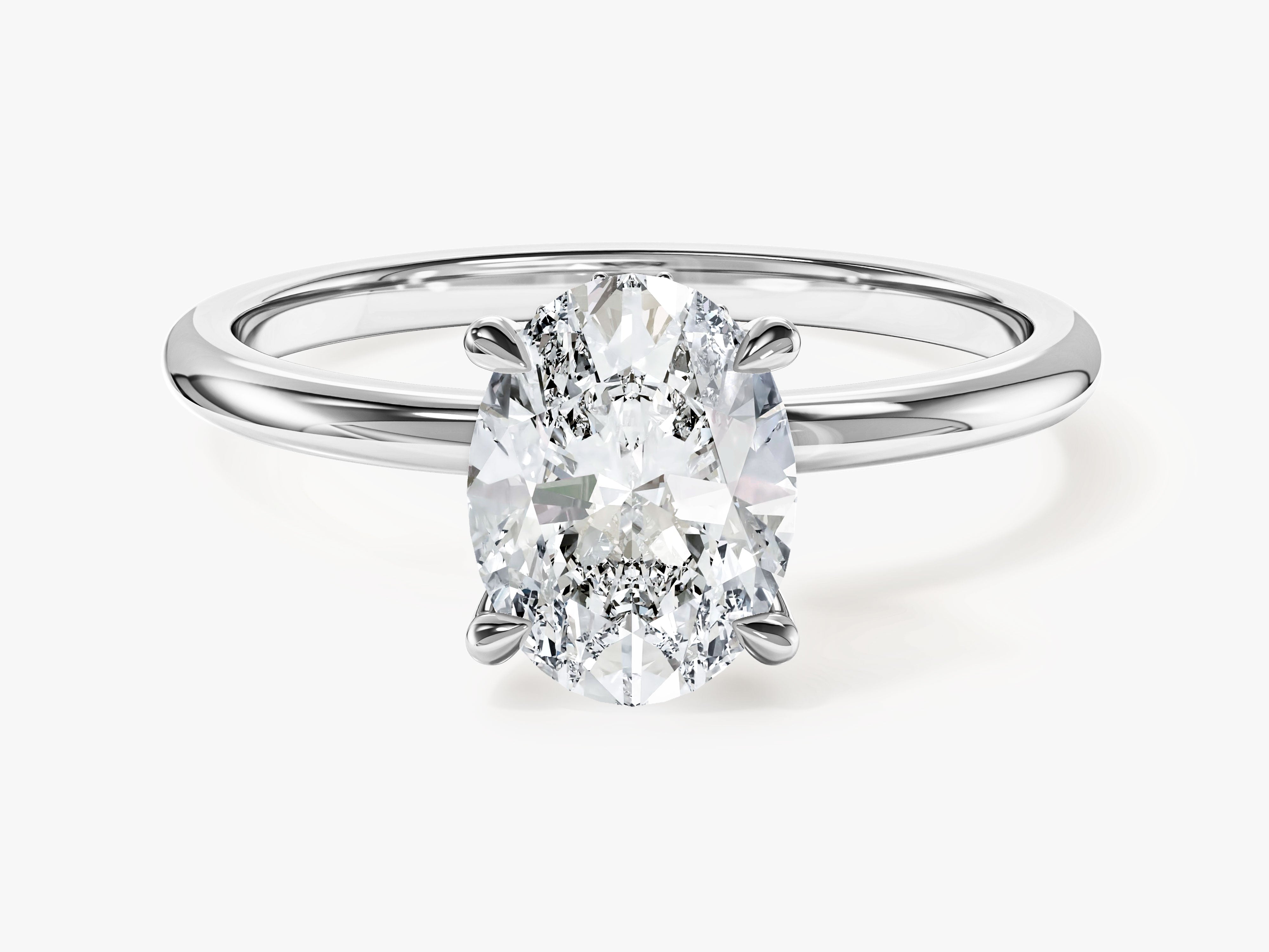 Hidden Halo Oval Moissanite Engagement Ring (1.50 CT)
