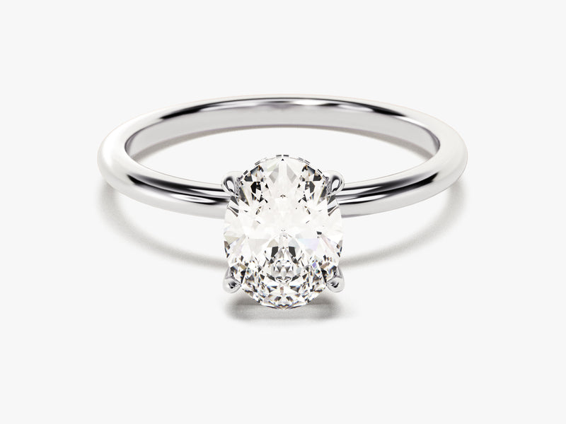 Hidden Halo Oval Moissanite Engagement Ring (1.50 CT)