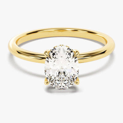 Hidden Halo Oval Lab Grown Diamond Engagement Ring (1.50 CT)