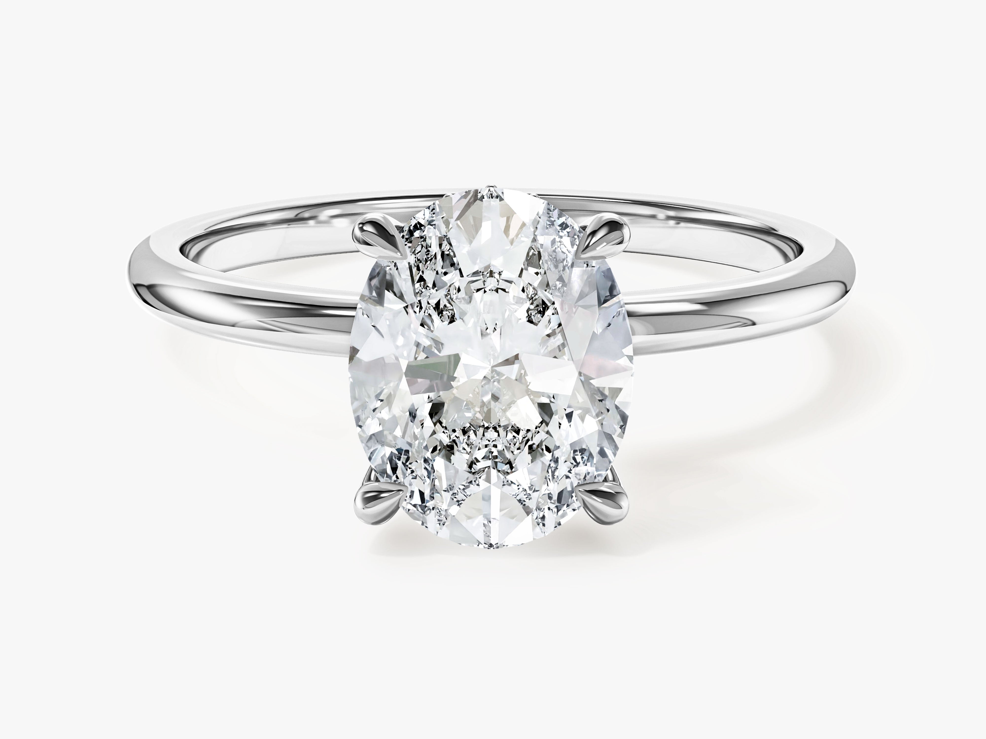Hidden Halo Oval Moissanite Engagement Ring (2.00 CT)