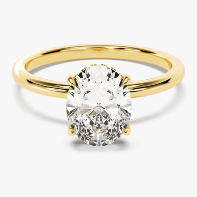 Hidden Halo Oval Moissanite Engagement Ring (2.00 CT)