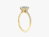 Princess Cut Lab Grown Diamond Engagement Ring with Pave Set Side Stones (1.00 CT)