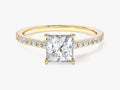 Princess Cut Lab Grown Diamond Engagement Ring with Pave Set Side Stones (1.00 CT)