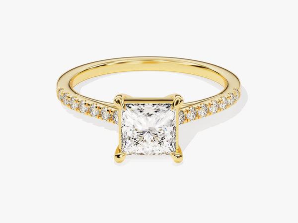 Princess Cut Moissanite Engagement Ring with Pave Set Side Stones (1.00 CT)