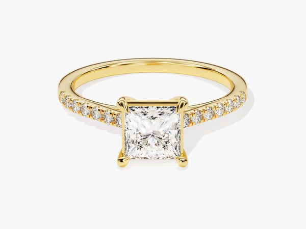 Princess Cut Diamond Engagement Ring with Pave Set Side Stones (1.00 CT)