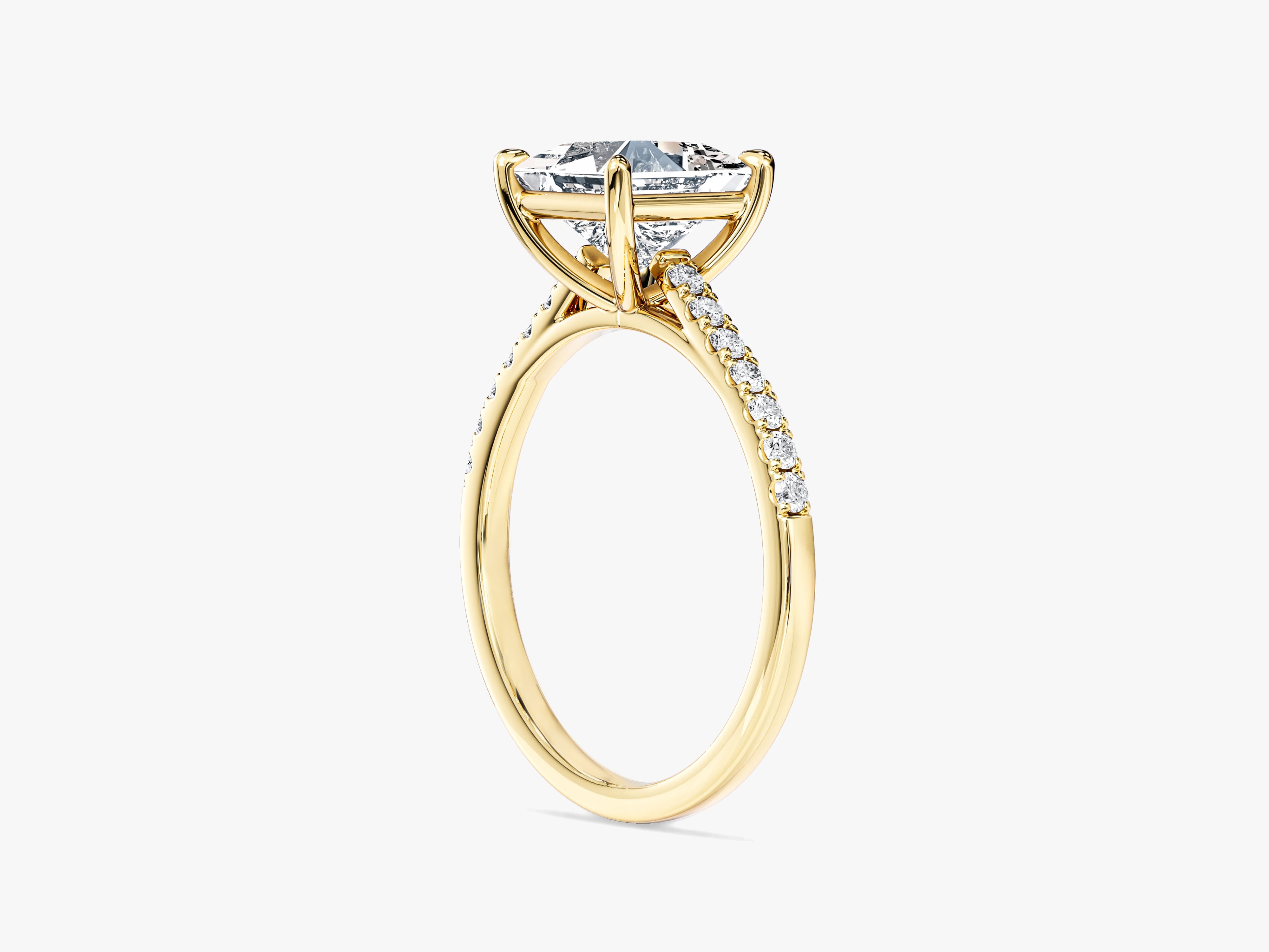 Princess Cut Lab Grown Diamond Engagement Ring with Pave Set Side Stones (1.50 CT)