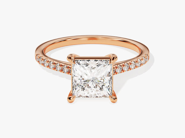 Rose gold princess cut diamond engagement ring
